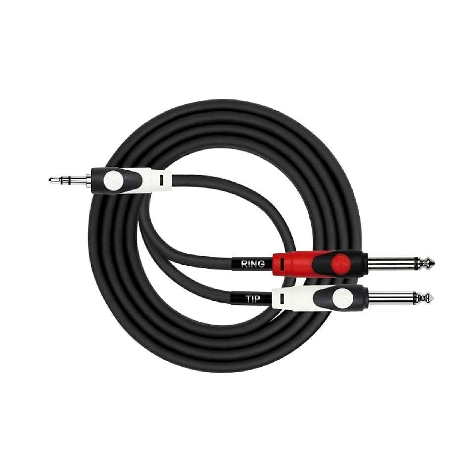 Kirlin LGY362L3MBK 3,5mm TRS - 2 x 1/4 Mono 3mt. Gitar Jakı