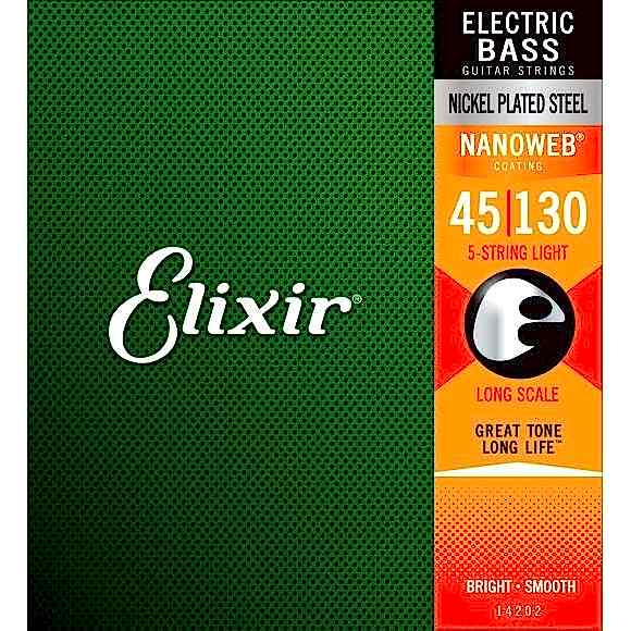 Elixir 045-130 Nanoweb 5 Telli Bas Gitar Tel Seti (14202)